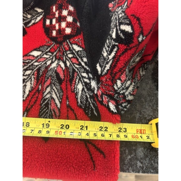 VTG Coastlines Canada Women’s M Red Fleece Jacket Native American Western Cabin - Picture 6 of 8